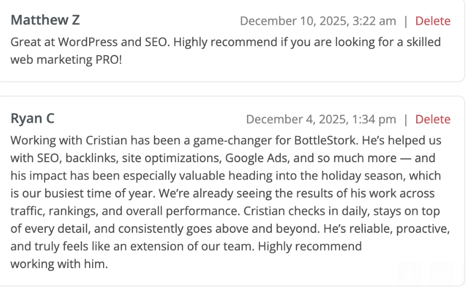 Client satisfaction message received via email