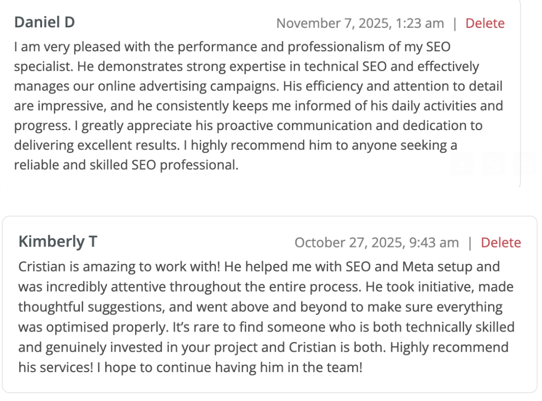 Client satisfaction message received via email